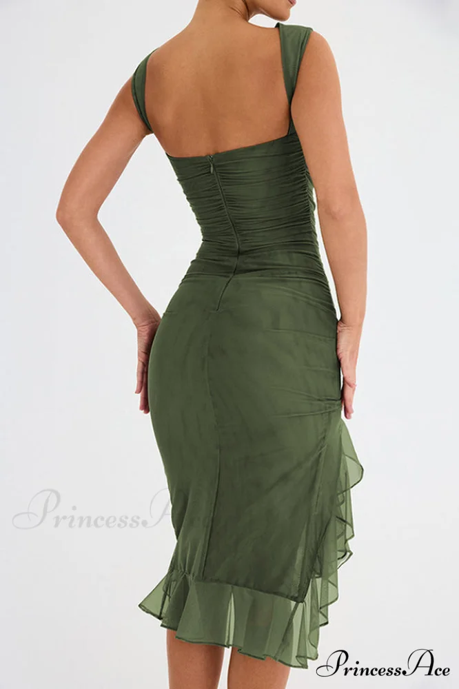 Bay Leaf Stylish Ruffle Midi Dress - Image 24