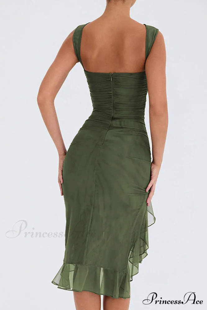 Bay Leaf Stylish Ruffle Midi Dress - Image 25