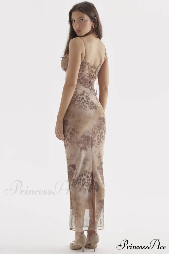 Cream Floral Stylish Print Maxi Dress - Image 6