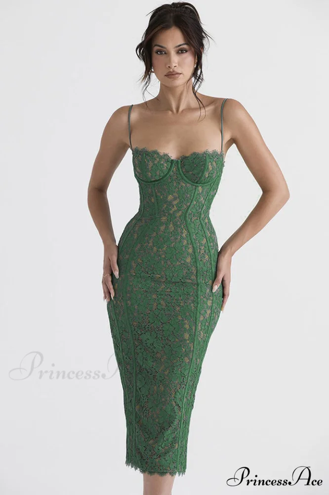 Joelle Forest Stylish Lace Midi Dress - Image 2