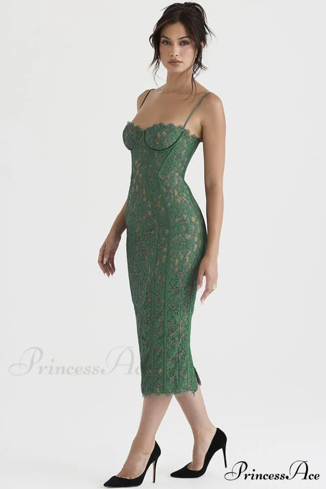 Joelle Forest Stylish Lace Midi Dress - Image 5