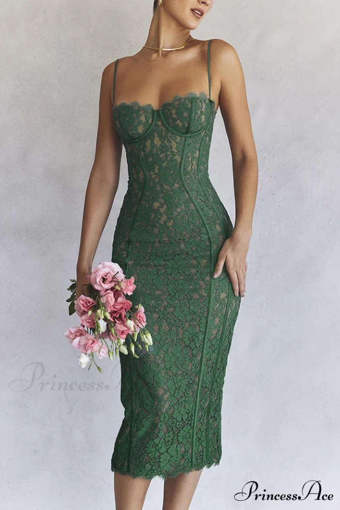 Joelle Forest Stylish Lace Midi Dress - Image 7