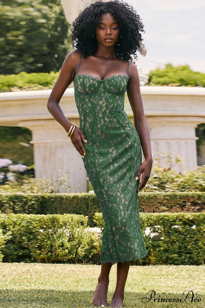 Joelle Forest Stylish Lace Midi Dress - Image 8