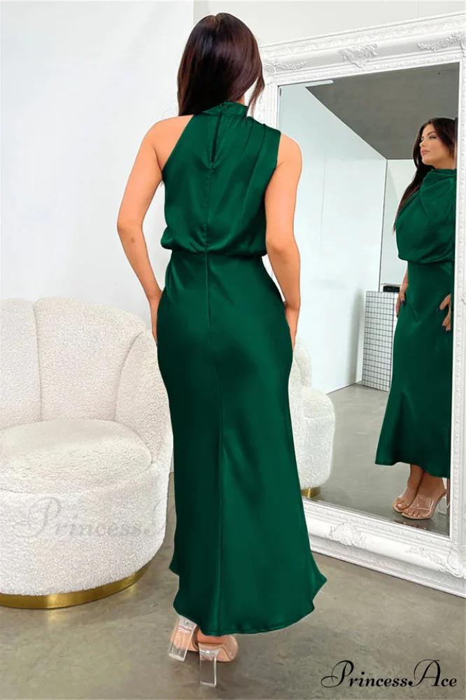 Halter Sleeveless Stylish Satin Bridesmaid Dress - Image 23
