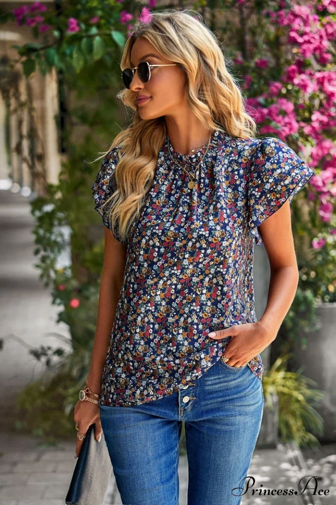 Floral Flutter Stylish Sleeve Top - Image 13