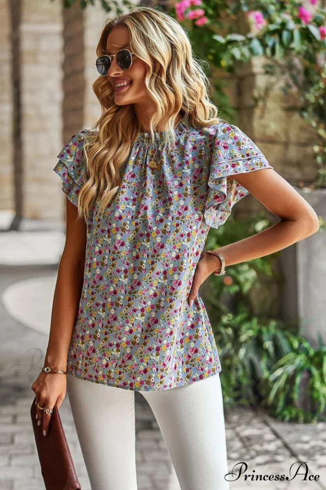 Floral Flutter Stylish Sleeve Top - Image 8
