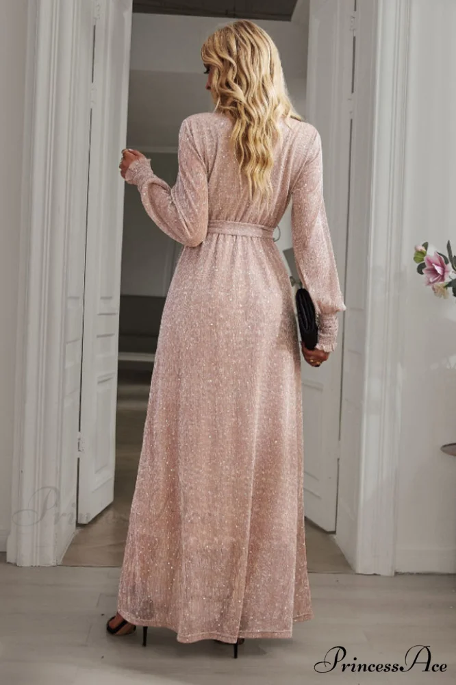 Leandra Front Split Charming Shimmer Maxi Dress - Image 12