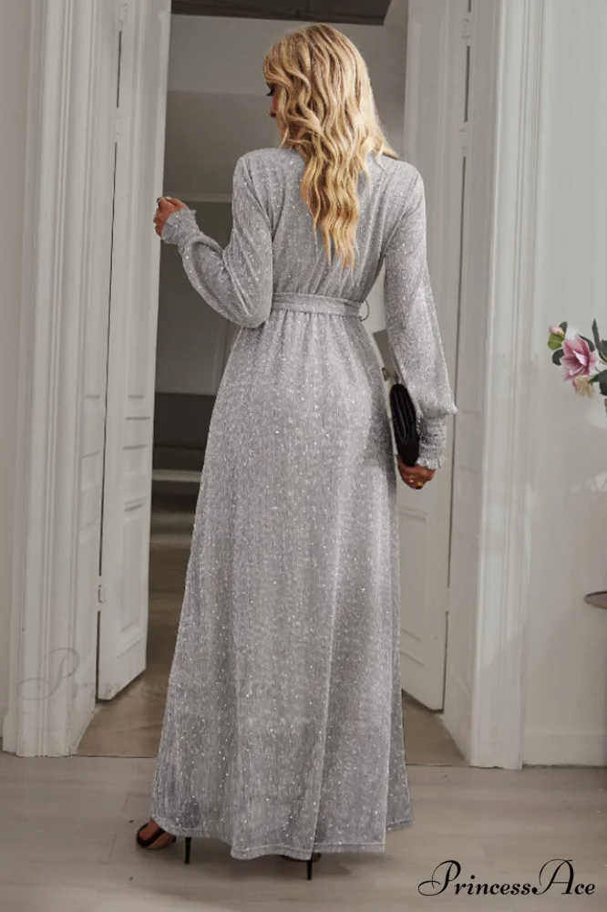 Leandra Front Split Charming Shimmer Maxi Dress - Image 7