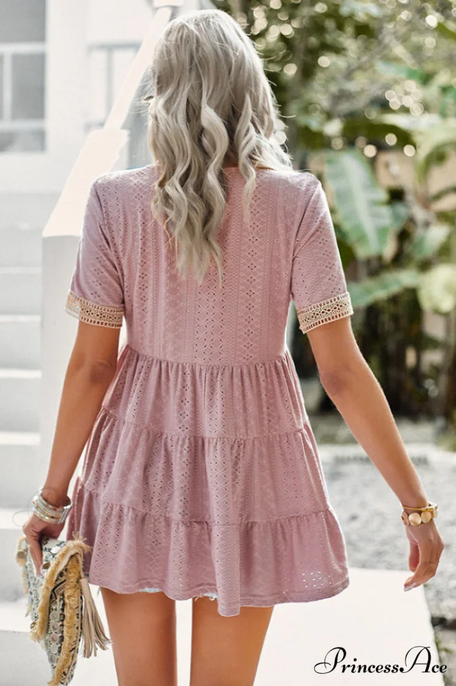 Contrast Short Stylish Sleeve Tiered Blouse - Image 11
