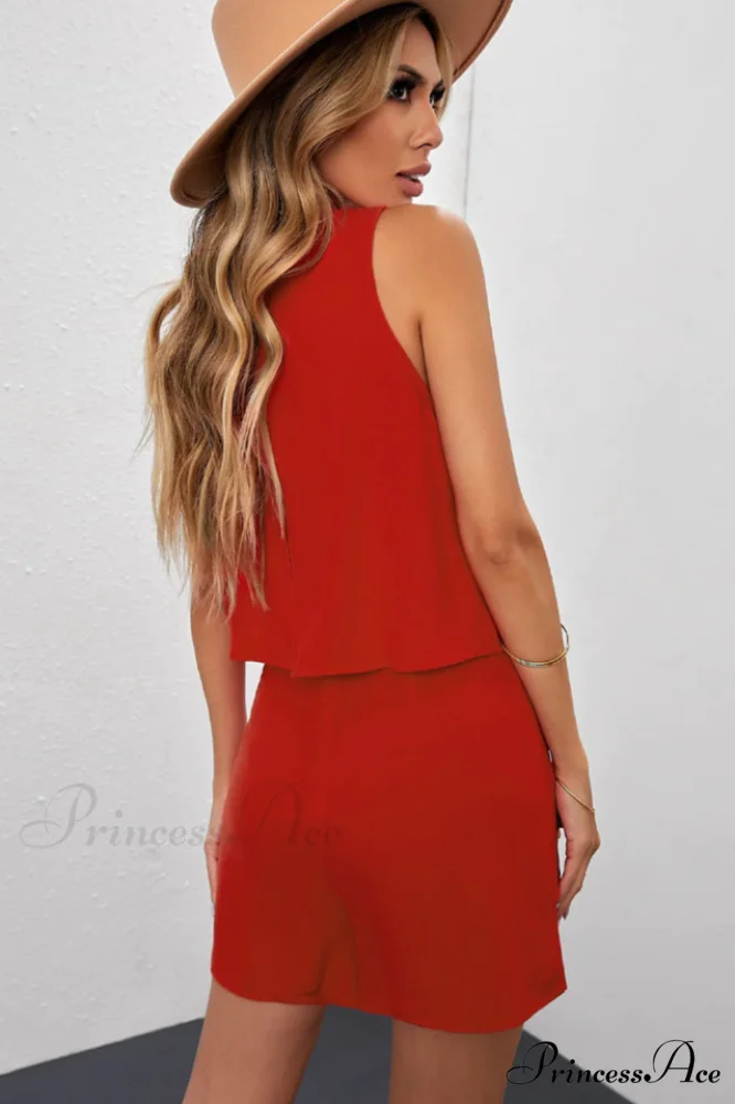Layered Sleeveless Stylish Round Neck Romper - Image 12