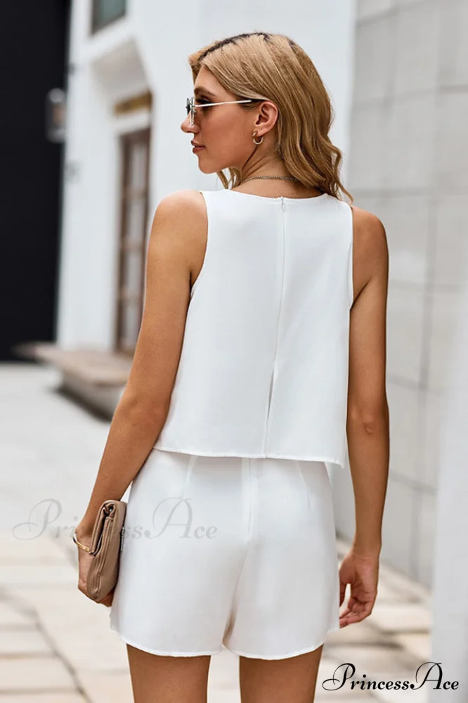 Layered Sleeveless Stylish Round Neck Romper - Image 3