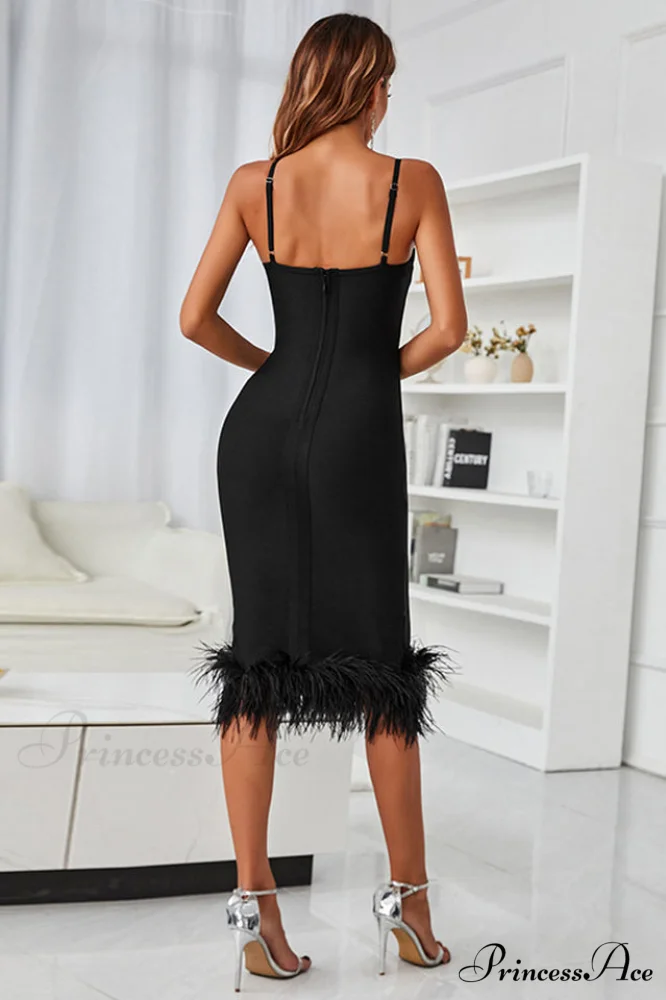 Cayia Feather Stylish Midi Bandage Dress - Image 2