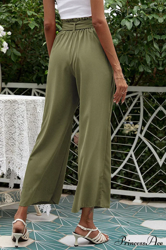Basic Wide Leg Charming Pants With Belt - Image 10