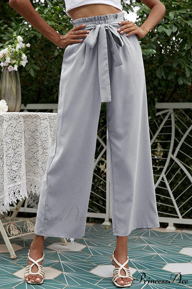 Basic Wide Leg Charming Pants With Belt - Image 15