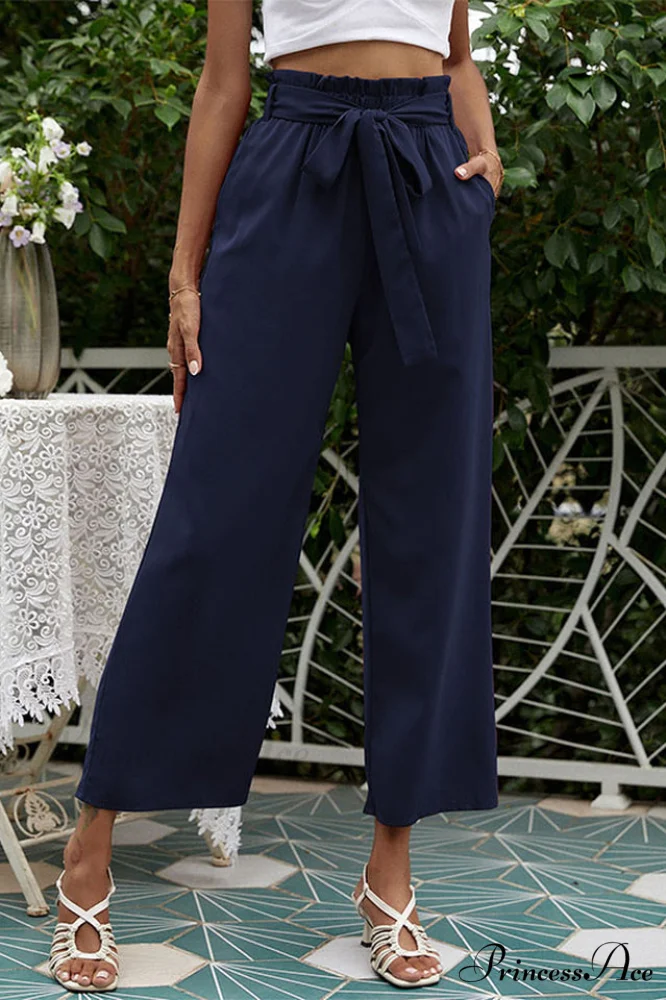 Basic Wide Leg Charming Pants With Belt - Image 19