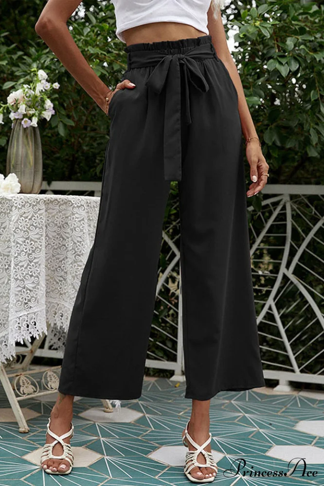 Basic Wide Leg Charming Pants With Belt - Image 21