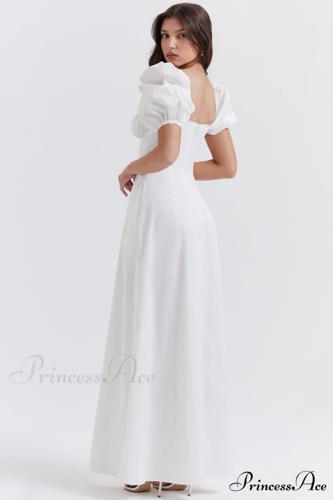 Felizia White Stylish Puff Sleeve Sundress - Image 6