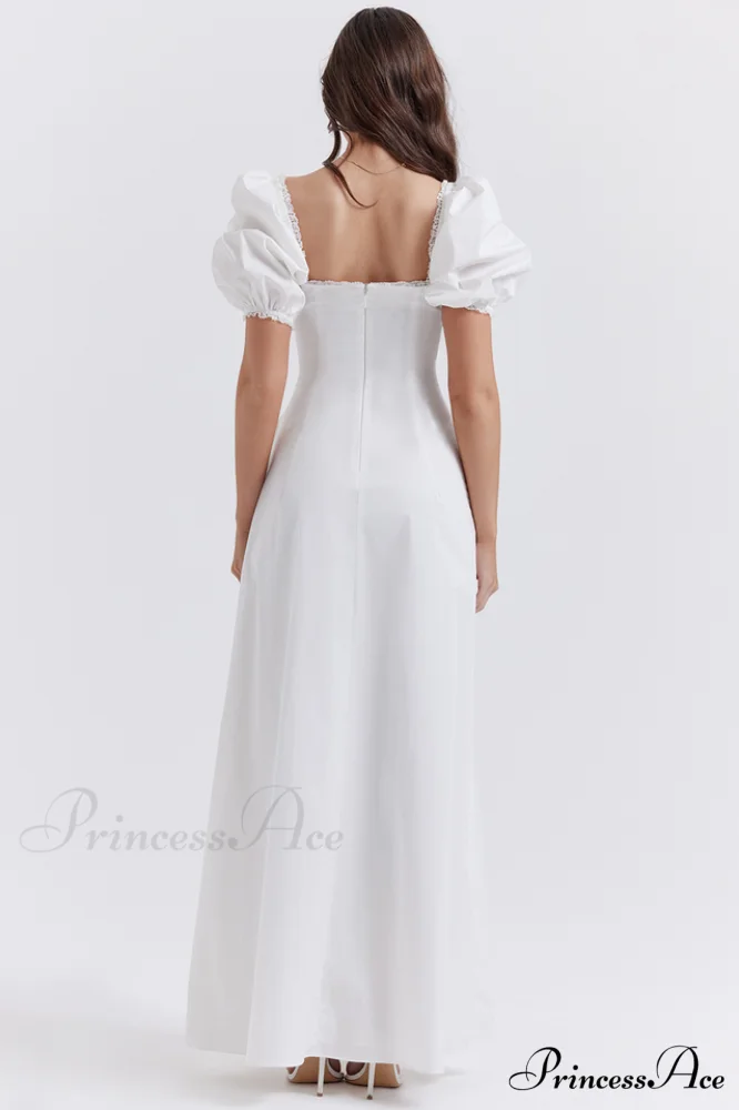 Felizia White Stylish Puff Sleeve Sundress - Image 7