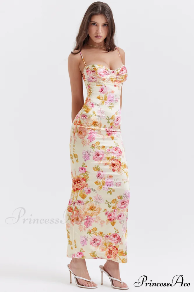 Josefina Ivory Stylish Floral Maxi Dress - Image 4
