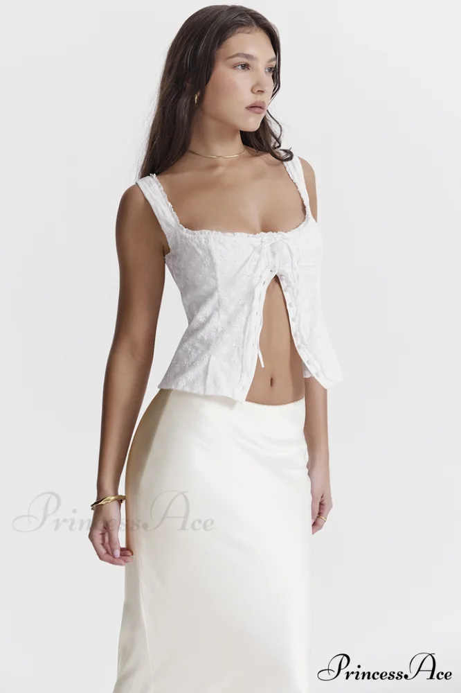 Juana White Stylish Broderie Anglaise Top - Image 5