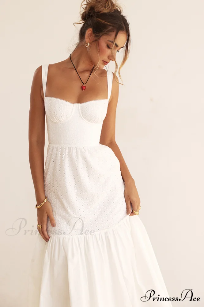 Elia White Broderie Charming Anglaise Midi Dress - Image 11