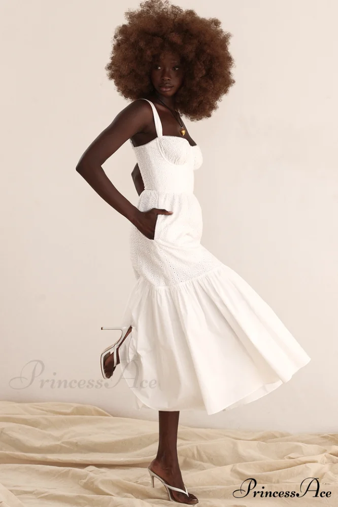 Elia White Broderie Charming Anglaise Midi Dress - Image 12