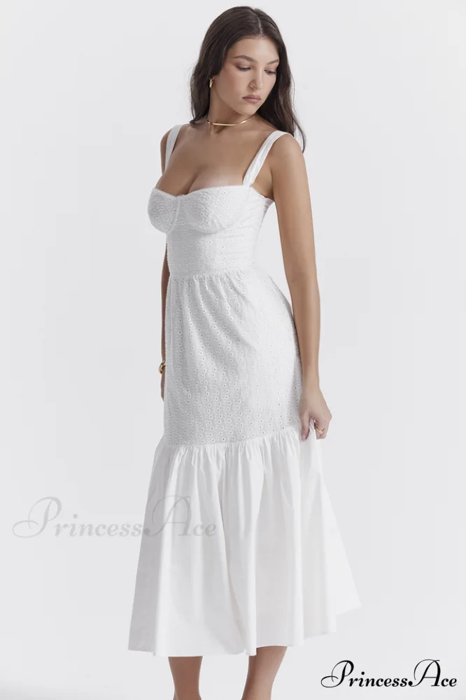 Elia White Broderie Charming Anglaise Midi Dress - Image 5