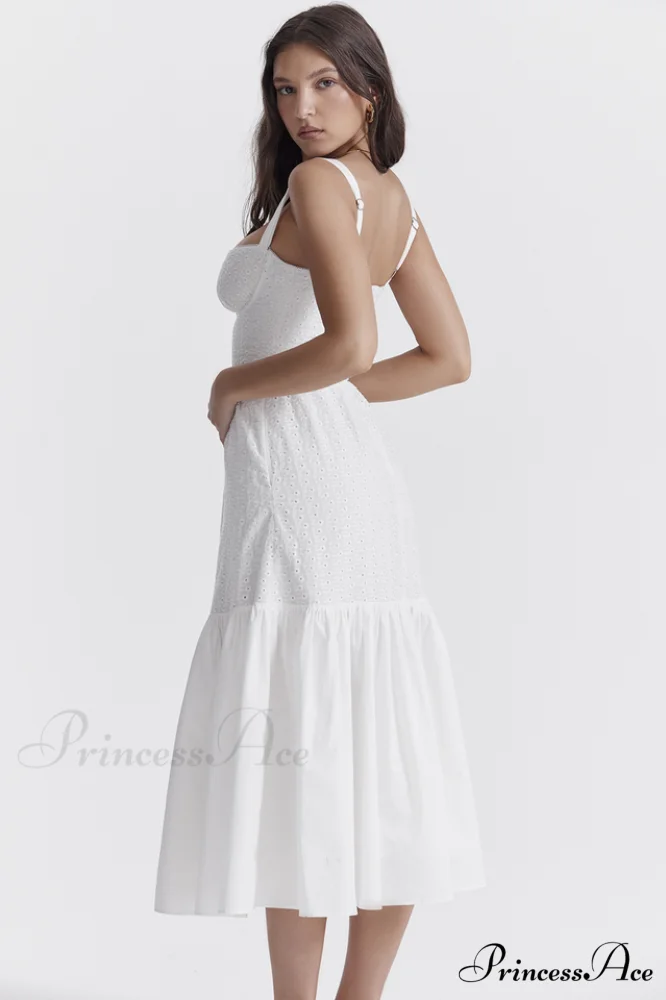 Elia White Broderie Charming Anglaise Midi Dress - Image 6