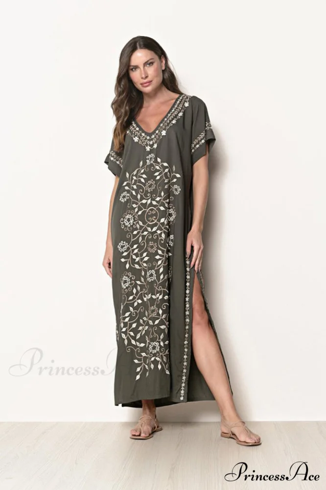 Boho Print Stylish Slit Dress - Image 44