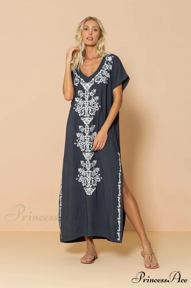 Boho Print Stylish Slit Dress - Image 46