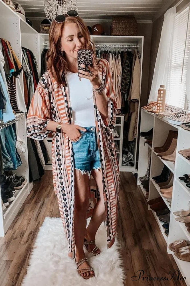 Boho Tie Stylish Dye Kimono Blouse - Image 11
