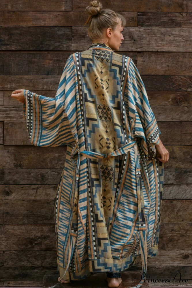 Boho Tie Stylish Dye Kimono Blouse - Image 2