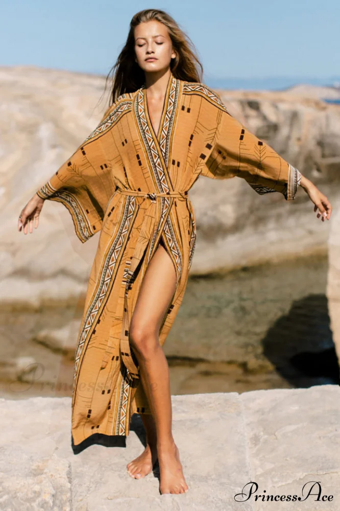 Boho Tie Stylish Dye Kimono Blouse - Image 20