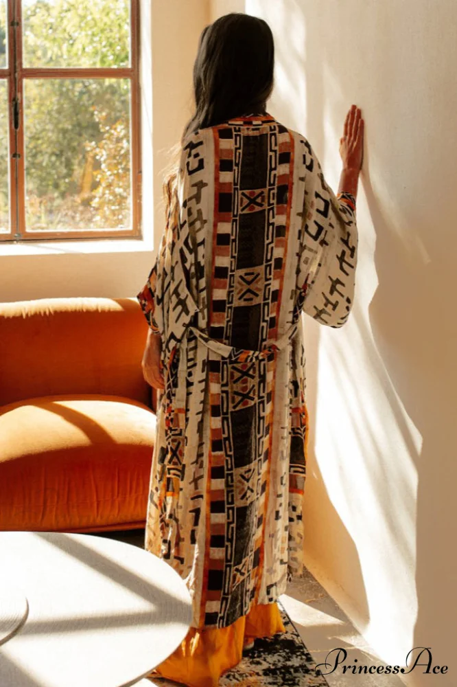 Boho Tie Stylish Dye Kimono Blouse - Image 24