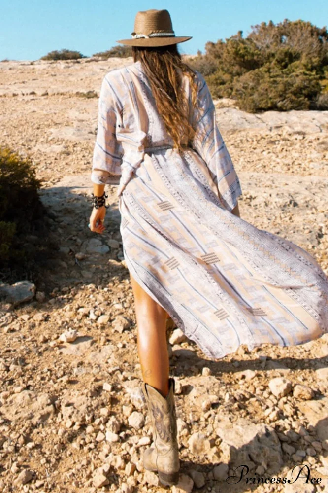 Boho Tie Stylish Dye Kimono Blouse - Image 27