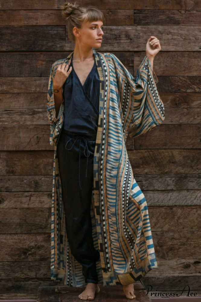 Boho Tie Stylish Dye Kimono Blouse - Image 3