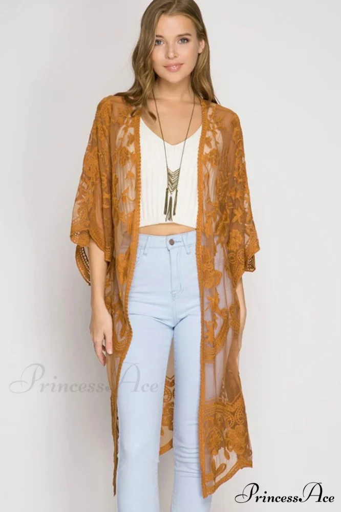 Hollow Out Lace Charming Kimono Cover Up - Image 10