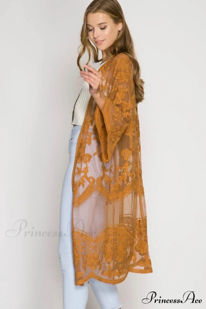 Hollow Out Lace Charming Kimono Cover Up - Image 11