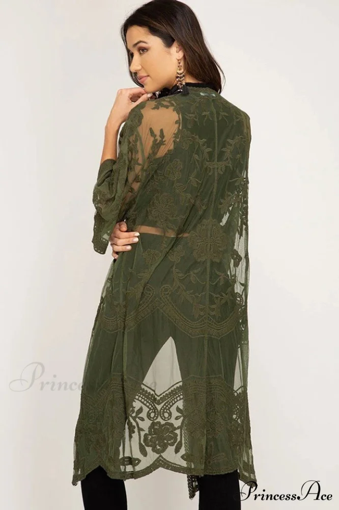 Hollow Out Lace Charming Kimono Cover Up - Image 14
