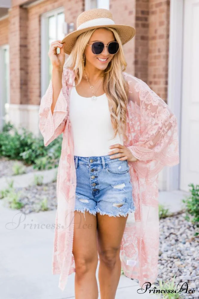 Hollow Out Lace Charming Kimono Cover Up - Image 15