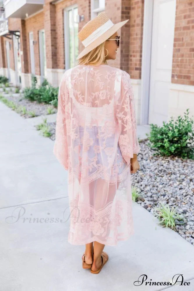 Hollow Out Lace Charming Kimono Cover Up - Image 16