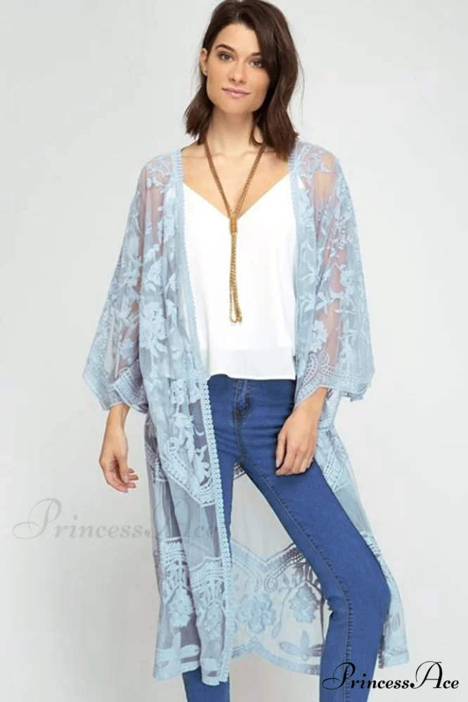 Hollow Out Lace Charming Kimono Cover Up - Image 19