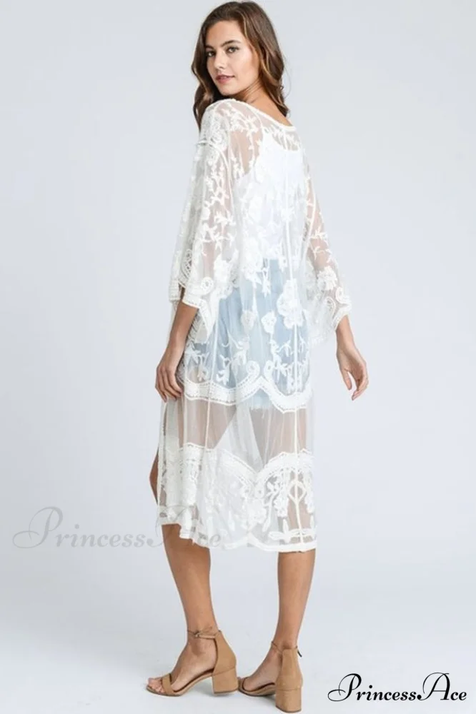 Hollow Out Lace Charming Kimono Cover Up - Image 2