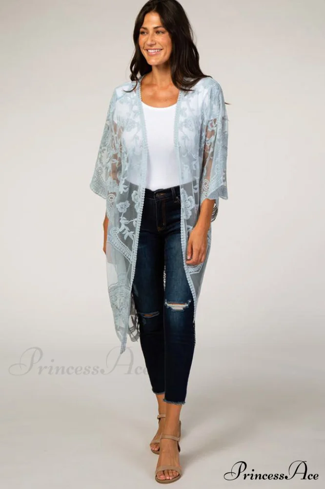 Hollow Out Lace Charming Kimono Cover Up - Image 20