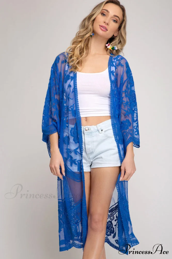 Hollow Out Lace Charming Kimono Cover Up - Image 22