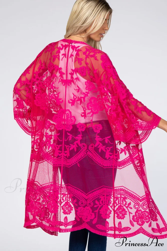 Hollow Out Lace Charming Kimono Cover Up - Image 27