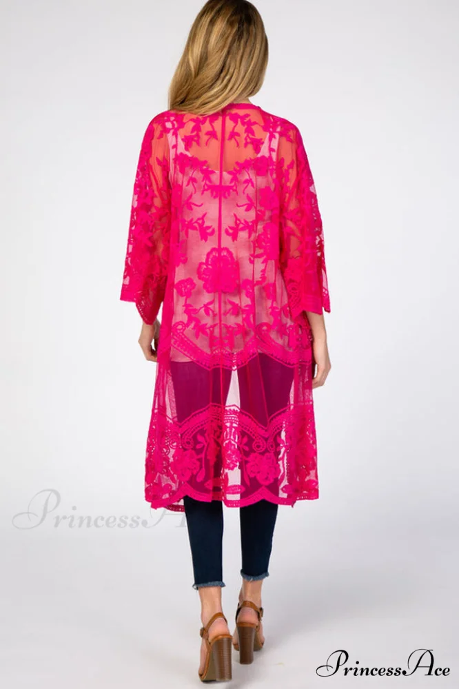 Hollow Out Lace Charming Kimono Cover Up - Image 29