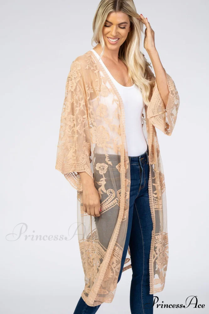 Hollow Out Lace Charming Kimono Cover Up - Image 31