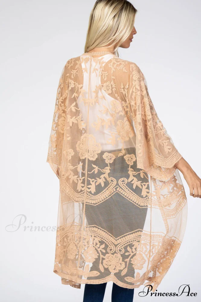 Hollow Out Lace Charming Kimono Cover Up - Image 32