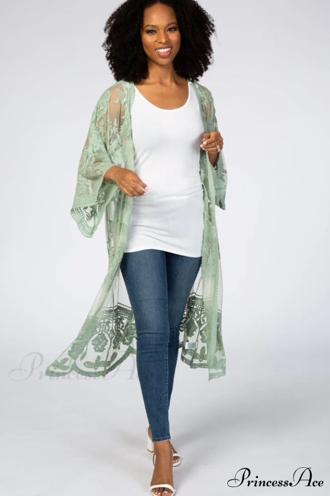 Hollow Out Lace Charming Kimono Cover Up - Image 36